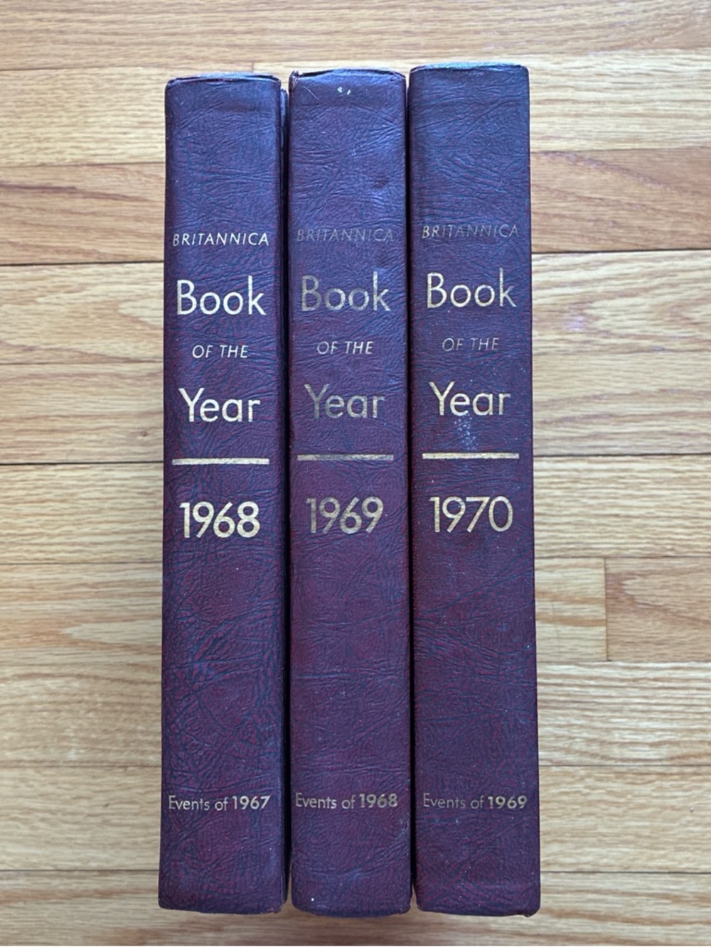 Britannica Book of the Year 1968-1970 Leatherette Set - Burgundy